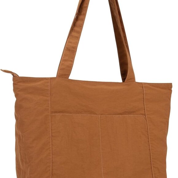 Lightweight Nylon Tote Bag Women Large Travel Shoulder Purse with Pockets - Picture 1 of 6